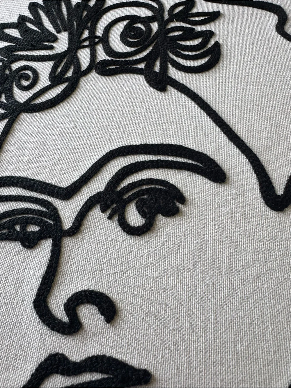 Vintage Black & White Frida Kahlo Crewel Needlepoint Framed Art